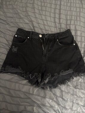 Primark Black Frayed High-Rise Denim Shorts